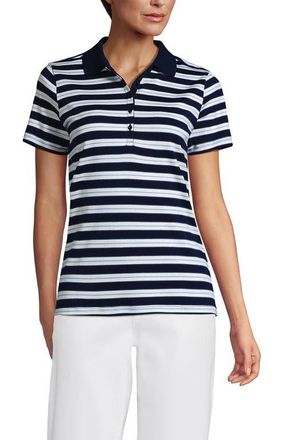 Lands End Supima Cotton Polo Shirt in Deep Sea/blue Multi Stripe at Nordstrom, Size Medium P