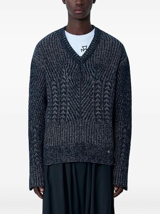 Vivienne Westwood Lottie V-neck sweater - men - Wool/Cotton - S - Blue