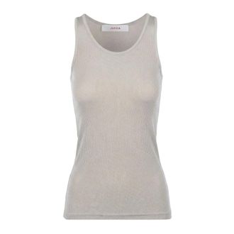Jucca Sleeveless Tops, female, Beige, Size: L Ribbed Tank Top