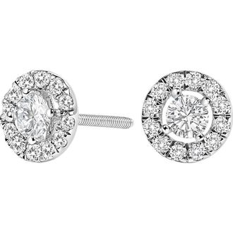 House of Brilliance 14K White Gold 3/4 Ct Lab-Grown Diamond Floating Halo Stud Earring at Nordstrom