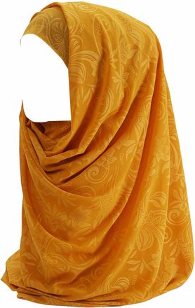 Lina & Lily Floral Print Chiffon Muslim Hijab Scarf (Gold)