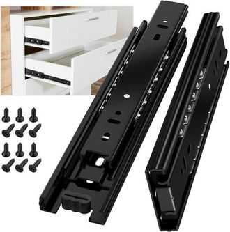 OEM Gu&iacute;a Para Caj&oacute;n De 350 Mm, Gu&iacute;a Lateral Para Caj&oacute;n Con Riel Deslizante, Capacidad De Carga De 45 Kg, Color Negro. 1 Par (2 Piezas)