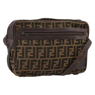 Fendi Pre-owned Cross Body Bags, female, Brown, Size: ONE SIZE Pre-owned Zucca Canvas Shoulder Bag