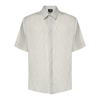 Fendi Linen FF Stitching - male - Fendi - Short Sleeve Shirts - Beige - 2XL - Shirts