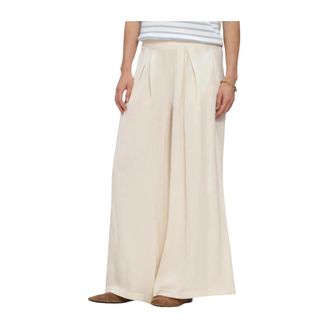 Simple Trouser - Dames - Wijde Broeken - Beige - L - Linnen - Broeken