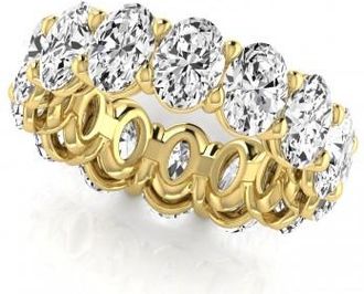 Allurez Oval Cut Diamonds Eternity Ring Wedding Band 14K Yellow Gold (9.87ct)