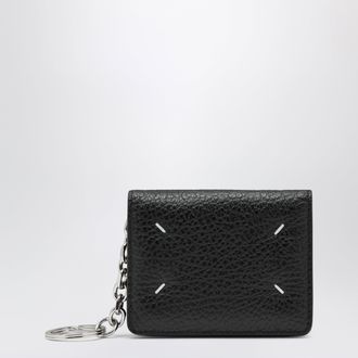 Maison Margiela Portafoglio con portachiavi nero in pelle martellata