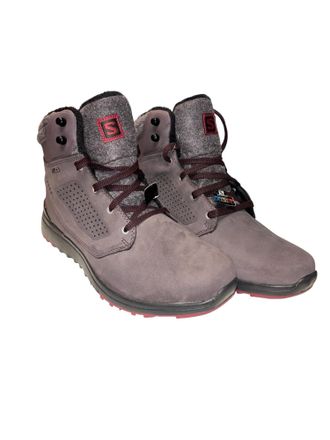 Salomon MenS Utility Winter Waterproof Hiking Boots In Shale/black/syrah