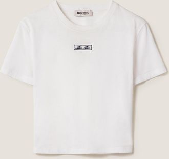 Miu Miu Embroidered cotton jersey T-shirt