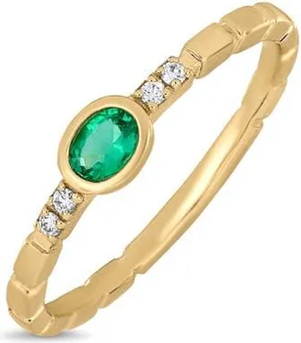 Bony Levy 18K Gold El Mar Gemstone and Natural Diamond Stackable Ring in 18Kyellow Gold/diamond/emerald at Nordstrom, Size 6.5