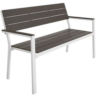 TecTake Line 2-Seater Garden Bench with Aluminum Frame, 128x59x88 cm in Light Grey | Size: 2 Seater