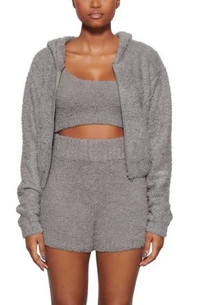 SKIMS Cozy Knit Zip Hoodie in Smoke at Nordstrom, Size 4X