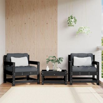 vidaXL Sillones De Jard&iacute;n 2 Unidades Madera Maciza Pino Negro Vidaxl