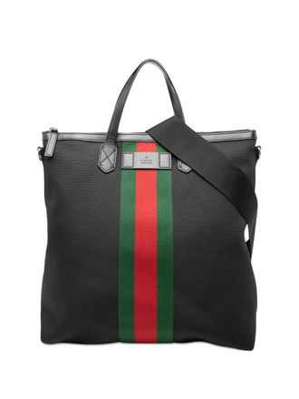 Gucci 2016-2025 Canvas Techno Web Vertical Zip Tote satchel - Zwart