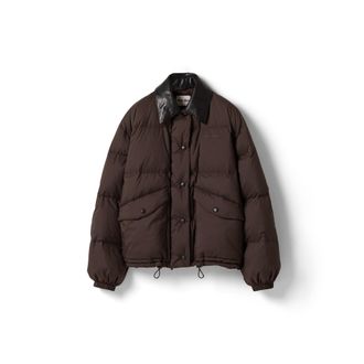 Miu Miu Technical Pong&eacute; Cropped Down Jacket, Woman, Ebony, Size 38