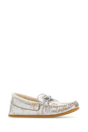 Gucci Womens Silver Leather Loafers Tausiarjasminwh Lamb Mocassini