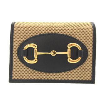 Gucci Beige Black Canvas Leather Wallet (Bi-Fold) (Pre-Owned)