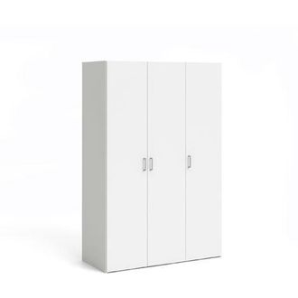 Dmora Armario De Tres Puertas Batientes Con Cuatro Baldas Interiores Y Barra De Colgar, Color Blanco, Medidas 115 X 175 X 49 Cm, Con Embalaje Reforzado - Dm