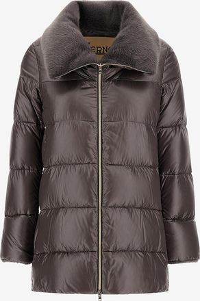 Herno Daunenjacke aus Ultralight-Nylon mit Kunstpelzkragen