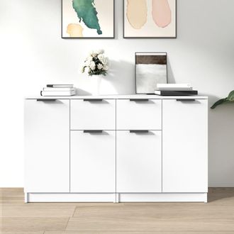 vidaXL Aparadores 2 Uds Madera Contrachapada Blanco 60x30x70 Cm Vidaxl