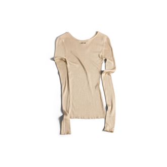 Miu Miu Silk Crew-neck Sweater, Woman, Sand Beige, Size 36