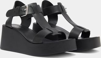 Jonak Estelle leren sandalen met sleehak