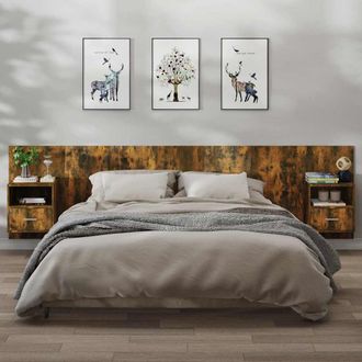 vidaXL Mesita De Noche De Pared 2 Unidades Color Roble Ahumado Vidaxl