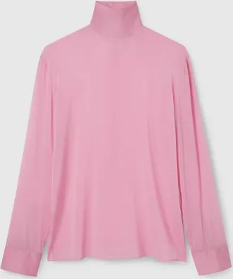 Gucci Silk Stretch Chiffon Shirt, Size 44, Pink, Ready-to-wear