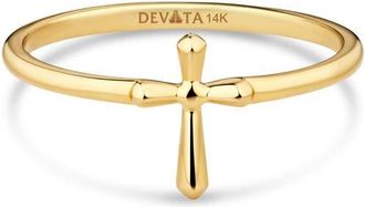 Devata Cross Ring in 14K Gold in Yellow Gold at Nordstrom, Size 9