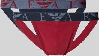 Emporio Armani Jogstrap mit Logo-Stitching im 2er-Pack in Dunkelrot, Größe XL