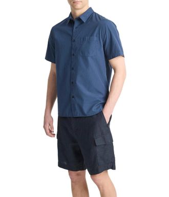 Vince Shirt Mens Blue Poplin Cotton Garment Dye Long Sleeve Button Up GBO3031