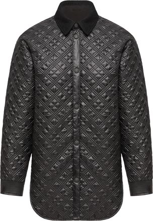 Moncler Moncler Corduroy-trimmed Padded Shirt Jacket, Women, Black, Size: 38