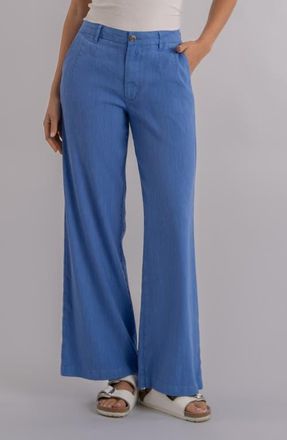 Kut from the Kloth Meg High Waist Linen Blend Wide Leg Pants in Cornflower at Nordstrom, Size 12