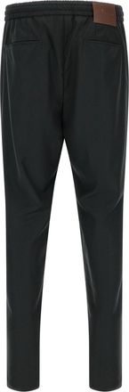 Kiton Pure Wool with Contrast Button Trousers - Black