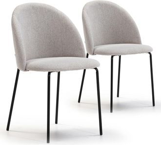 HOMN Set de 2 sillas comedor tapizadas beige, 43 x 47 x 78,5 cm