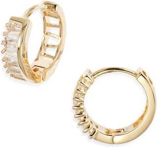 Nordstrom Trillion Cubic Zirconia Huggie Hoop Earrings in Clear- Gold at Nordstrom Rack