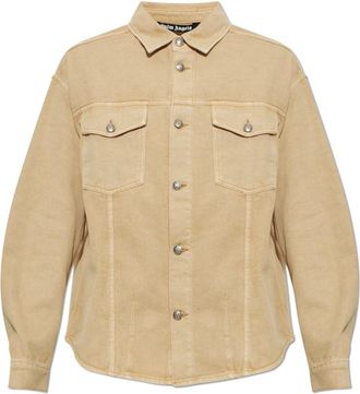 Palm Angels Denim Jacket met Pockets - Heren - Overhemden - Beige - Maat: XL Denim