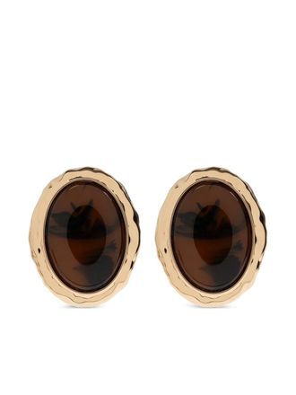 Self Portrait tortoiseshell round-shape earrings - Gold