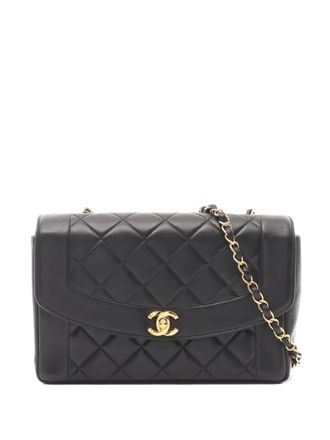 Chanel Diana Flap matelass&eacute; gewatteerde schoudertas met ketting - Zwart