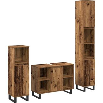 vidaXL Juego De Muebles De Ba&ntilde;o 3 Pcs Marr&oacute;n 30 X 30 X 180 Cm Vidaxl