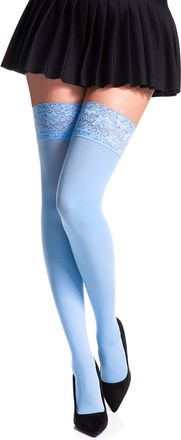 Romartex Opaque 40 Denier Microfibre Hold Ups Stockings, XL, light blue