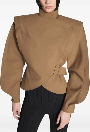 MUGLER Giacca con spalle drappeggiate - Marrone