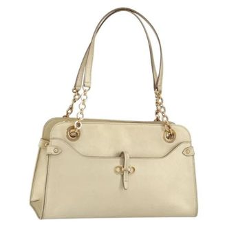 Ferragamo Pre-owned leren schoudertas - Dames - Vintage Schoudertas - Beige - ONE Size - Leer - Vintage