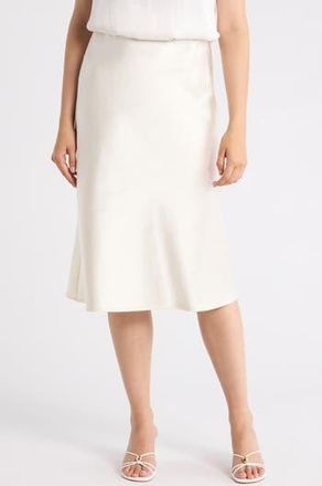 Renee C Solid Satin Midi Skirt in Light Butter at Nordstrom Rack, Size X-Large
