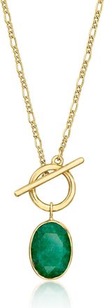 Ross-Simons Emerald Toggle Necklace in 18kt Gold Over Sterling