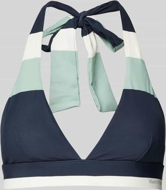 Marc O'Polo Neckholder-Bikini-Oberteil mit breiten Blockstreifen in Dunkelblau, Größe L
