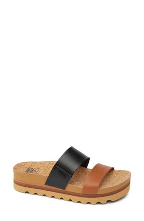 Reef Cushion Vista Hi Slide Sandal in Black Duo at Nordstrom, Size 9.5