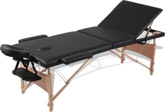 vidaXL Vidaxl Camilla De Masaje Plegable 3 Zonas Estructura De Madera Negra