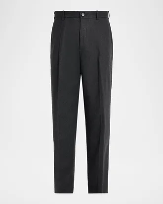 Theory Men & apos;s Cashmere Flannel Relaxed-Fit Pleated Trousers