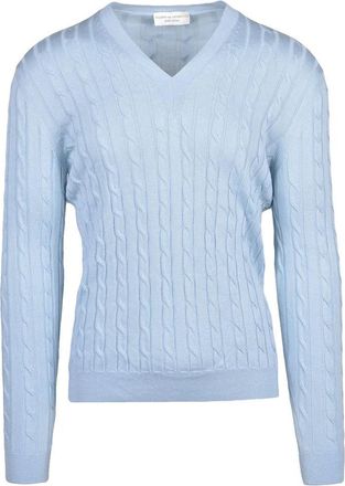 FILIPPO DE LAURENTIIS Light Blue Cotton Mens Sweater
